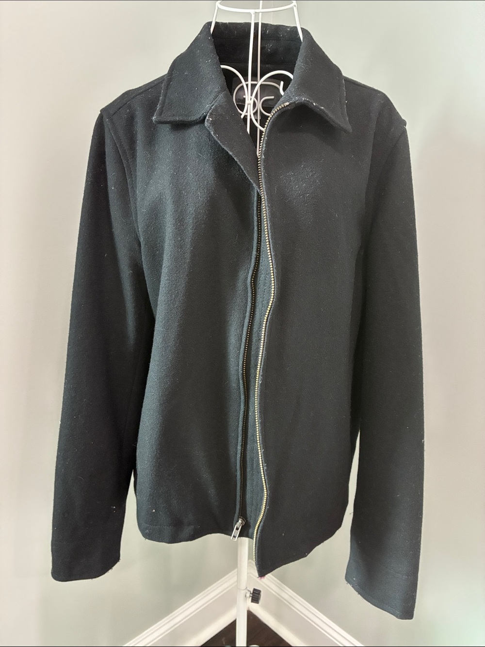Old Navy Men's Black Zip-Front Jacket Wool Blend